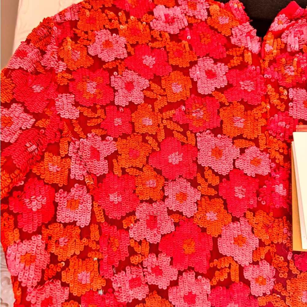 Authentic Michael Kors Collection Floral Sequin Women's Dress - Pink and Orange - Picture 7 of 8